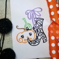 Swirly Halloween Machine Embroidery Design, Witch Boots